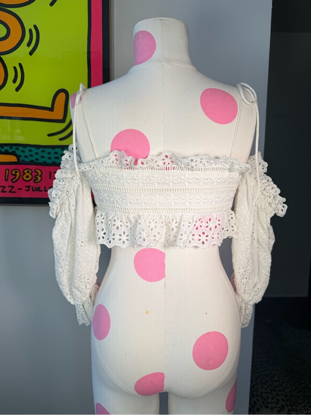 For Love & Lemons Anabelle Eyelet Crop Top Medium - Picture 9 of 16